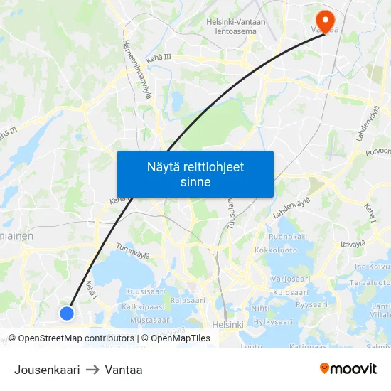 Jousenkaari to Vantaa map