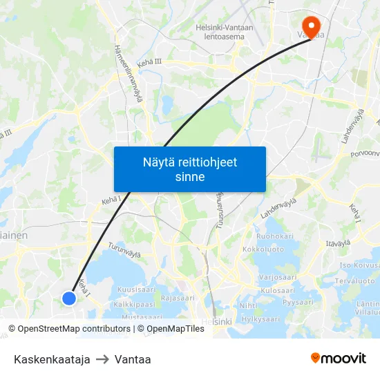 Kaskenkaataja to Vantaa map