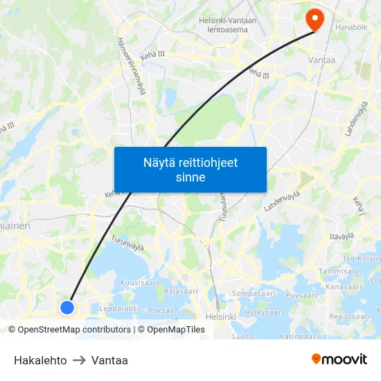 Hakalehto to Vantaa map