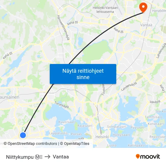 Niittykumpu Ⓜ️🛍️ to Vantaa map