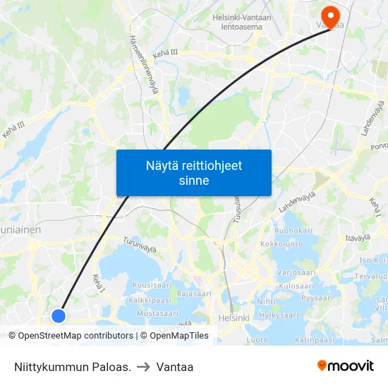 Niittykummun Paloas. to Vantaa map