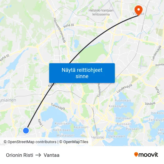 Orionin Risti to Vantaa map