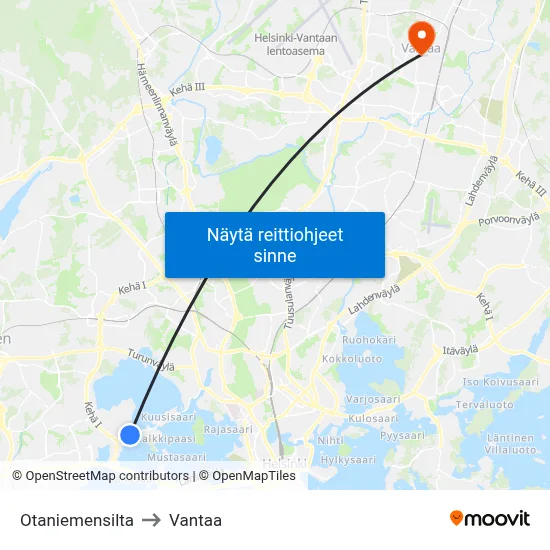 Otaniemensilta to Vantaa map