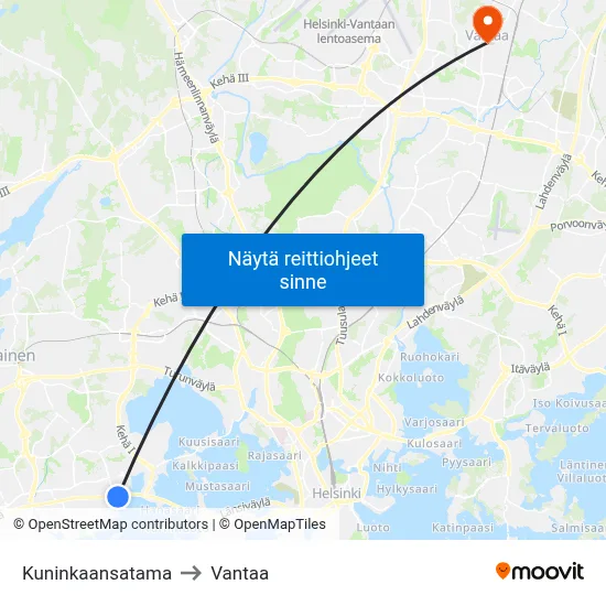 Kuninkaansatama to Vantaa map