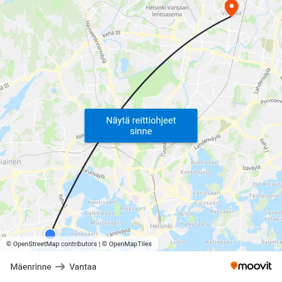 Mäenrinne to Vantaa map