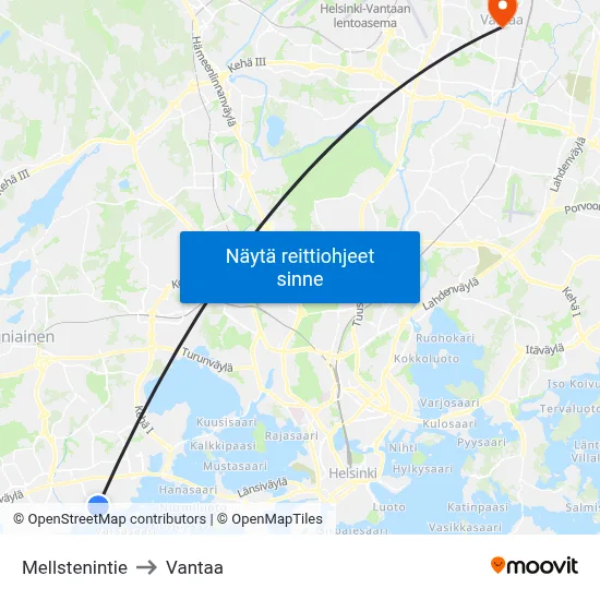 Mellstenintie to Vantaa map
