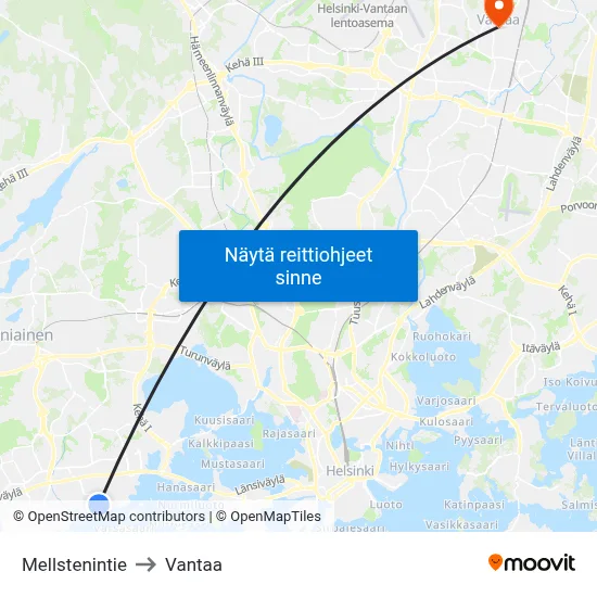 Mellstenintie to Vantaa map