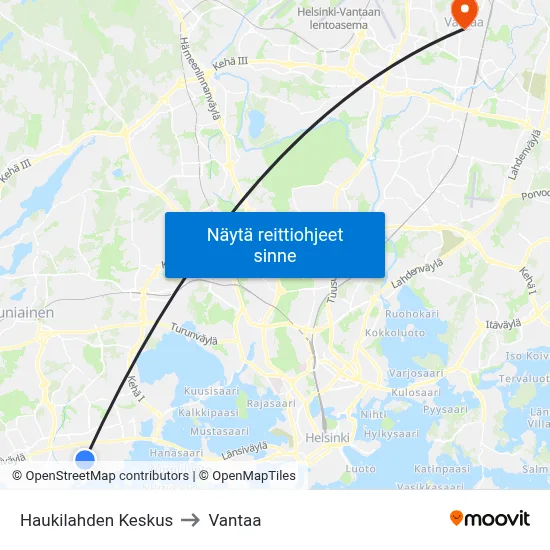 Haukilahden Keskus to Vantaa map