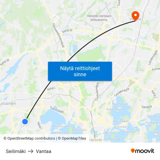Seilimäki to Vantaa map