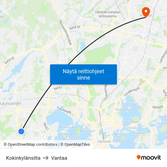 Kokinkylänsilta to Vantaa map