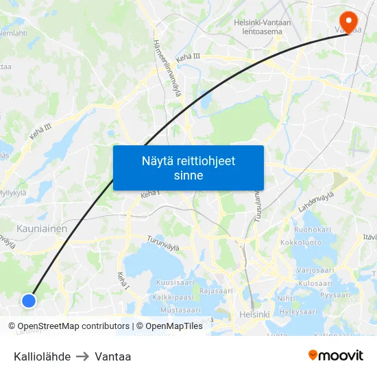 Kalliolähde to Vantaa map