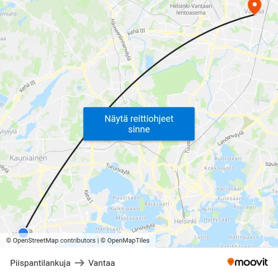 Piispantilankuja to Vantaa map