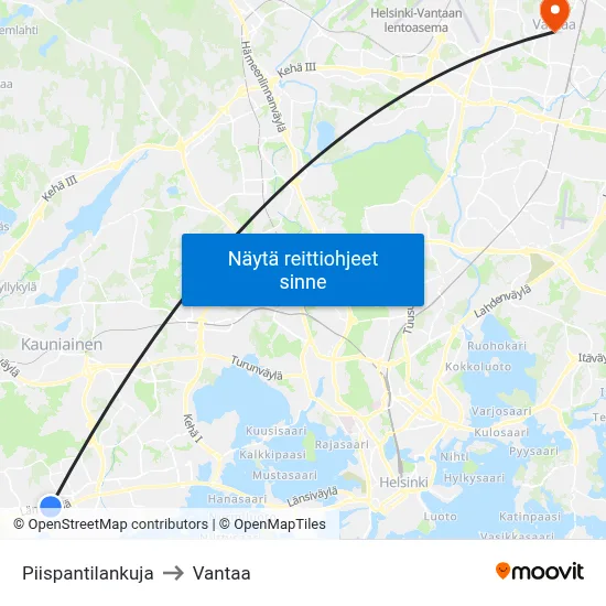 Piispantilankuja to Vantaa map