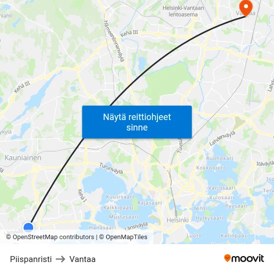 Piispanristi to Vantaa map