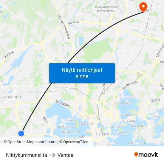 Niittykummunsilta to Vantaa map