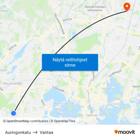 Auringonkatu to Vantaa map