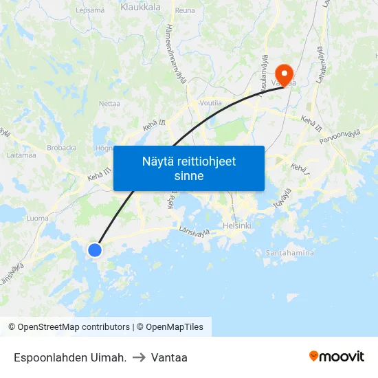 Espoonlahden Uimah. to Vantaa map