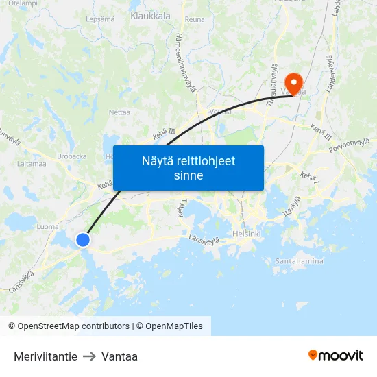 Meriviitantie to Vantaa map