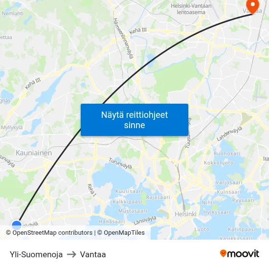 Yli-Suomenoja to Vantaa map