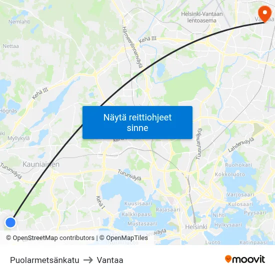 Puolarmetsänkatu to Vantaa map