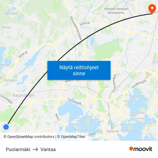 Puolarmäki to Vantaa map