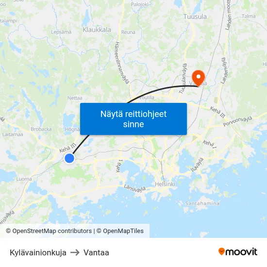 Kylävainionkuja to Vantaa map