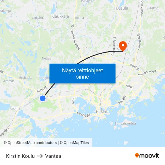 Kirstin Koulu to Vantaa map