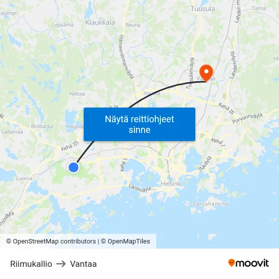 Riimukallio to Vantaa map