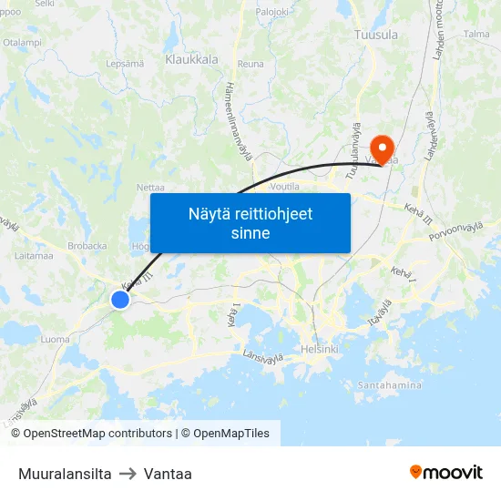 Muuralansilta to Vantaa map