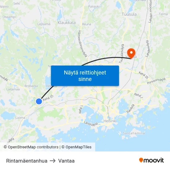 Rintamäentanhua to Vantaa map