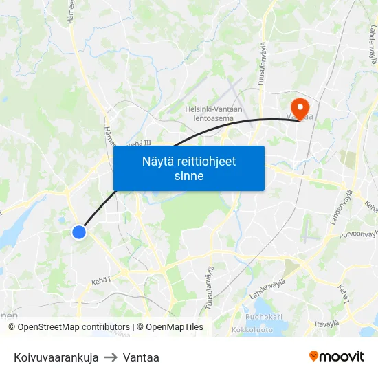 Koivuvaarankuja to Vantaa map