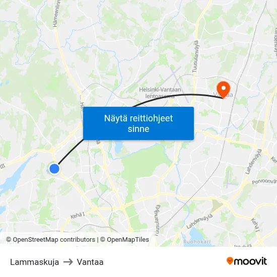Lammaskuja to Vantaa map