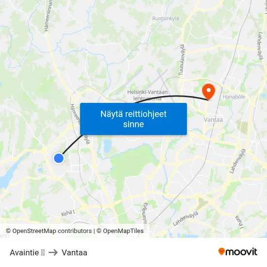 Avaintie | ⚽ to Vantaa map