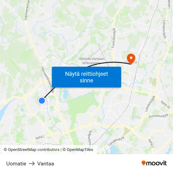 Uomatie to Vantaa map