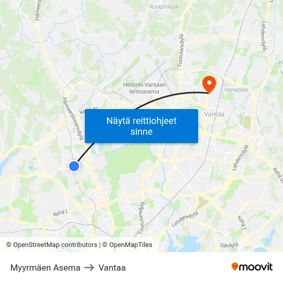 Myyrmäen Asema to Vantaa map