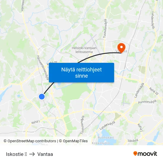 Iskostie 🛍️ to Vantaa map