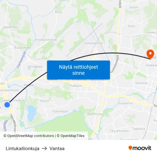 Lintukallionkuja to Vantaa map