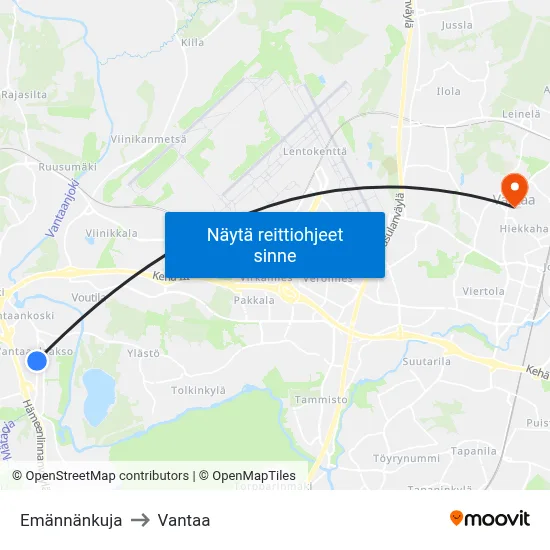 Emännänkuja to Vantaa map