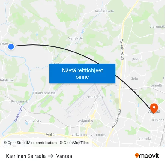 Katriinan Sairaala to Vantaa map