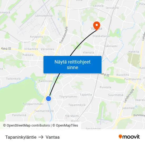 Tapaninkyläntie to Vantaa map