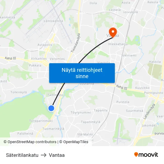 Säteritilankatu to Vantaa map