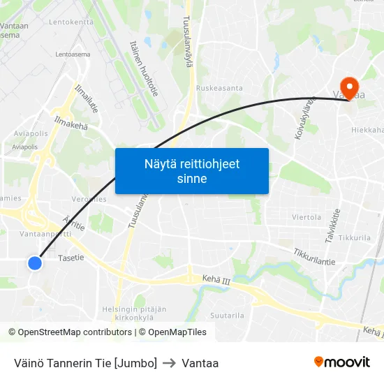 Väinö Tannerin Tie 🛍️ to Vantaa map