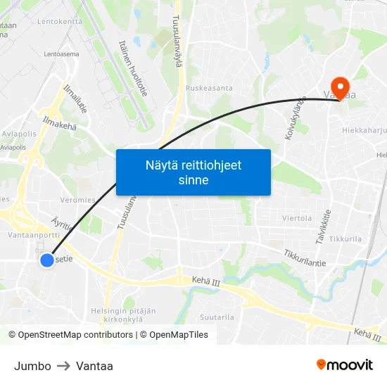 Jumbo 🛍️ to Vantaa map