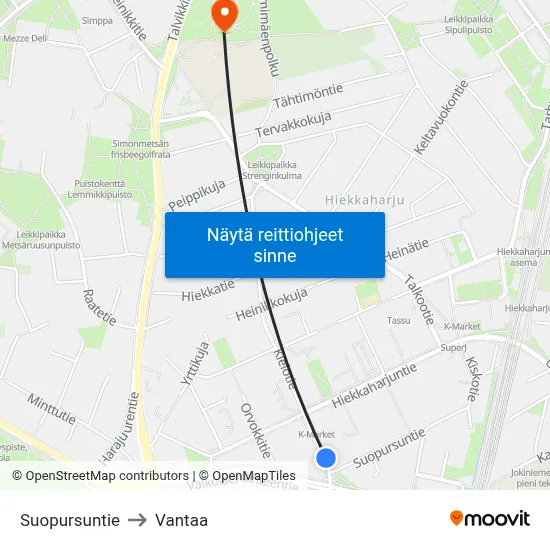 Suopursuntie to Vantaa map