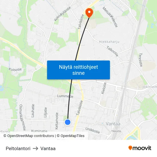 Peltolantori to Vantaa map