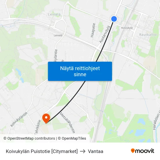 Koivukylän Puistotie [Citymarket] to Vantaa map