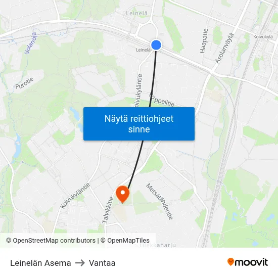 Leinelän Asema to Vantaa map