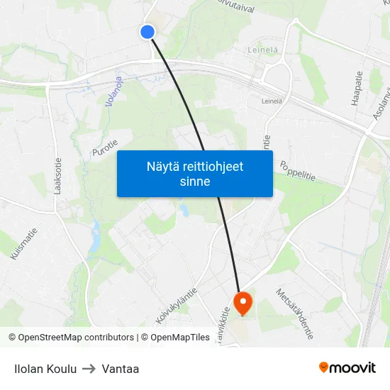 Ilolan Koulu to Vantaa map
