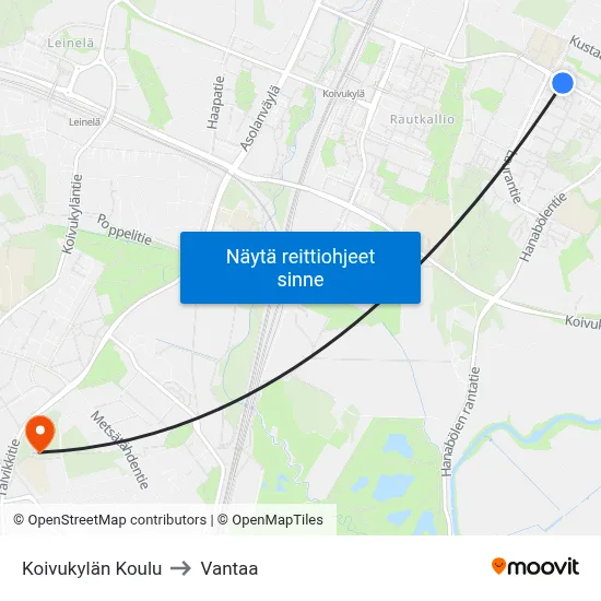 Koivukylän Koulu to Vantaa map