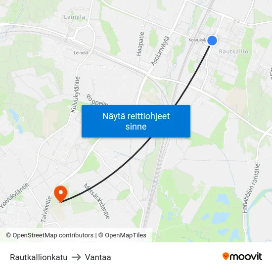 Rautkallionkatu to Vantaa map